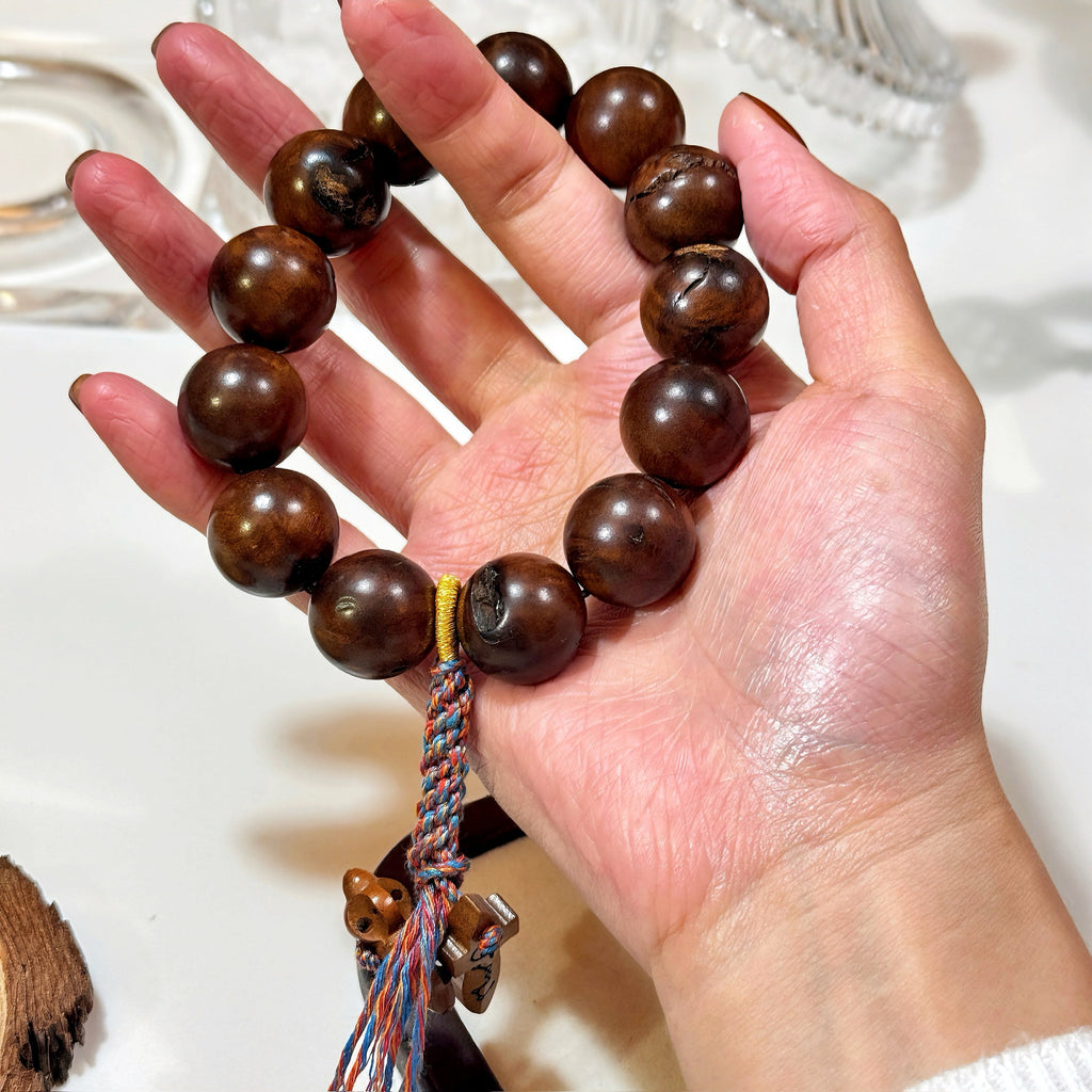 Lightning-Struck Jujube Wood Bracelet | Natural Daoist Charm