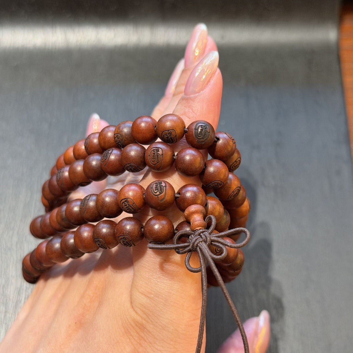 Lightning Struck Jujube Wood Mala, 108 Golden Light Mantra Prayer Beads, Taoist Spiritual Protection Amulet, Wrap Bracelet, 8mm