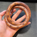 Lightning Struck Jujube Wood Qiankun Bracelet, Taoist Interlocking Yin Yang Bangle, Big Dipper Seven Stars Mantra Amulet, 70mm