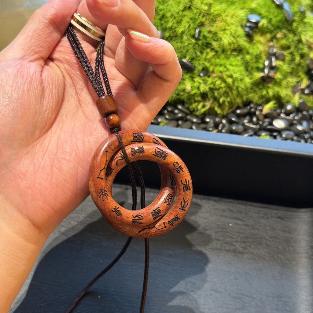 Lightning Struck Jujube Wood Qiankun Ring, Longhu Mountain Taoist Yin Yang Bracelet, Grandmaster Zhang Zhishun Amulet Pendant