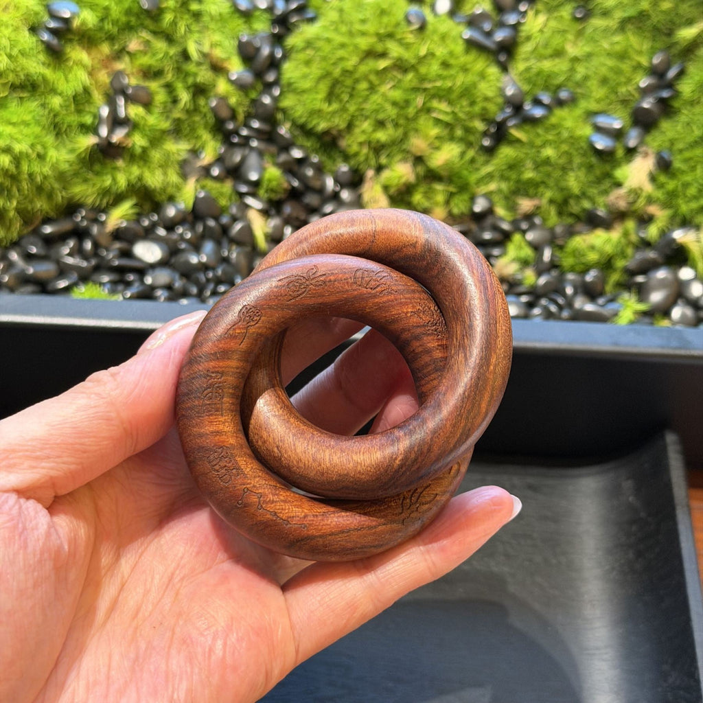 Lightning Struck Jujube Wood Qiankun Ring, Taoist Cross Scripture Interlocking Hoop, Big Dipper Seven Stars Talisman Hand Piece