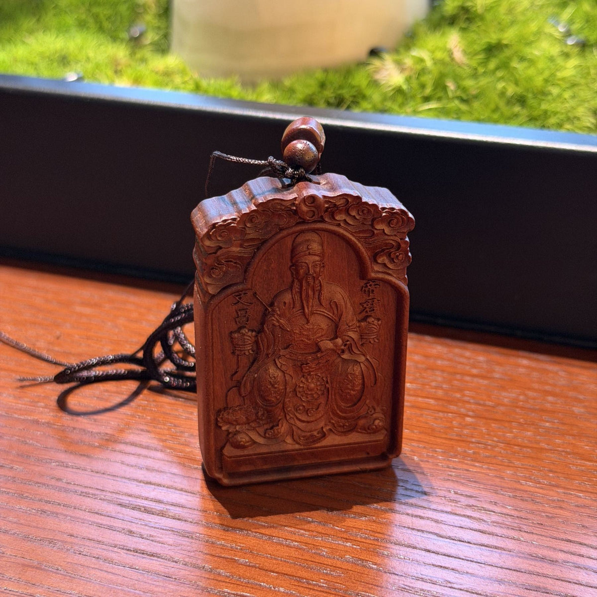 Lightning Struck Jujube Wood Wenchang Pendant, Scholar Academic Success Talisman, Double Sided Taoist Wu Shi Pai Necklace, 6x4cm