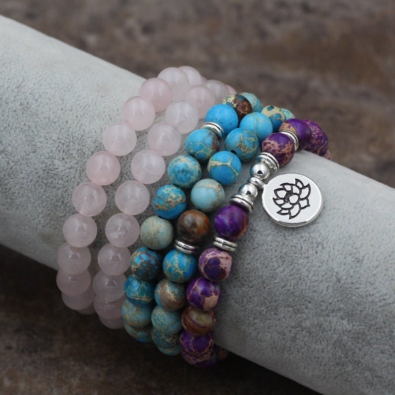 Lotus Pendant Beads Yoga Bracelet - EclipticJew
