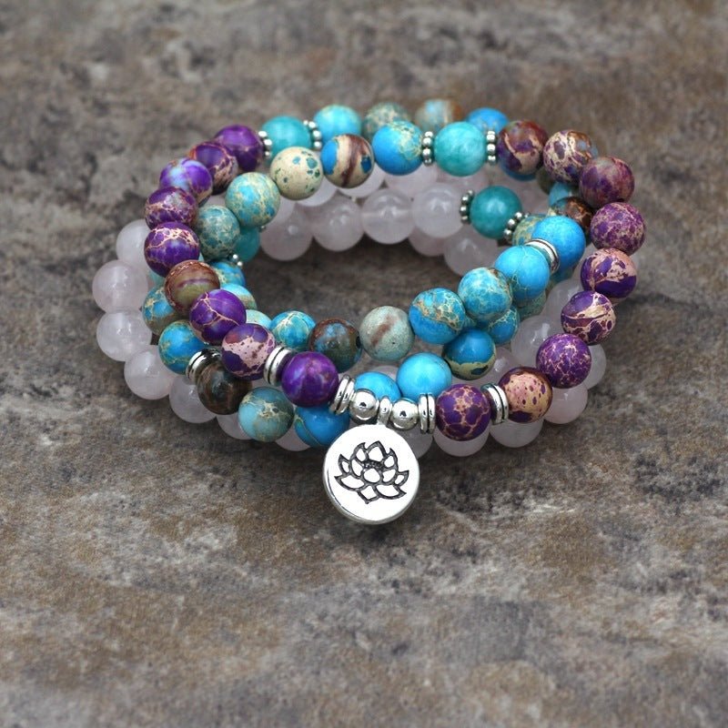 Lotus Pendant Beads Yoga Bracelet - EclipticJew