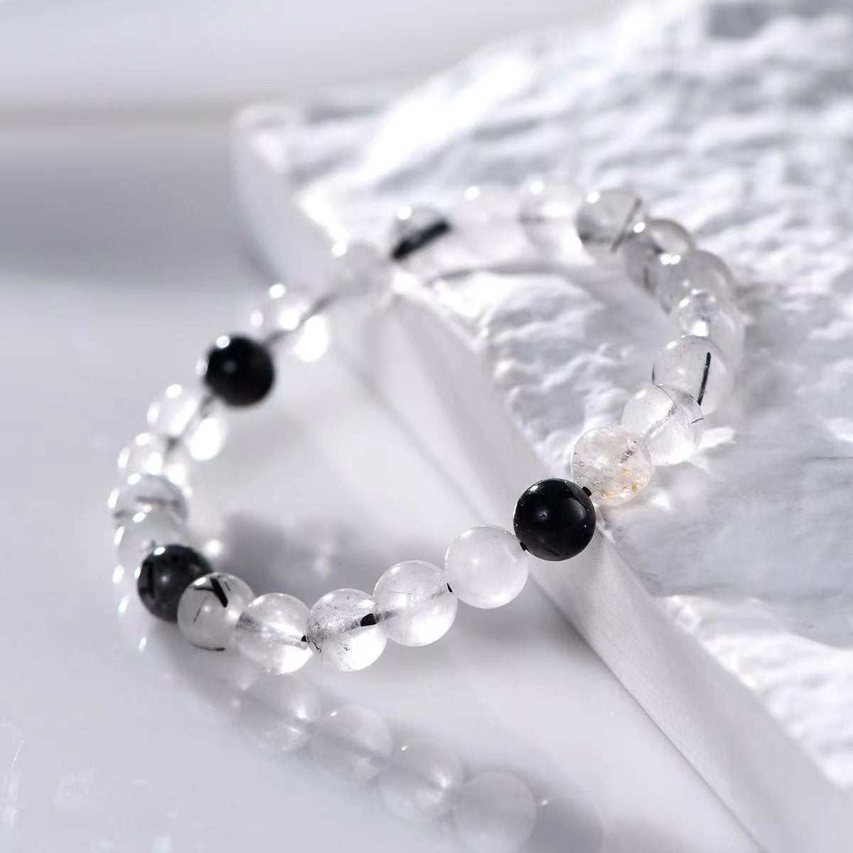 Midnight Clarity Tourmaline & Quartz Bracelet - EclipticJewBracelets