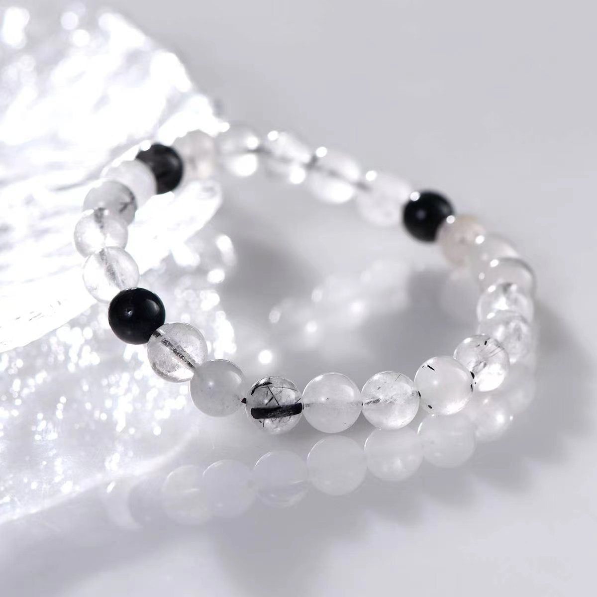 Midnight Clarity Tourmaline & Quartz Bracelet - EclipticJewBracelets