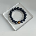 Midnight Galaxy Blue Sandstone Bracelet with Golden Accent Bead | Cosmic Energy Jewelry