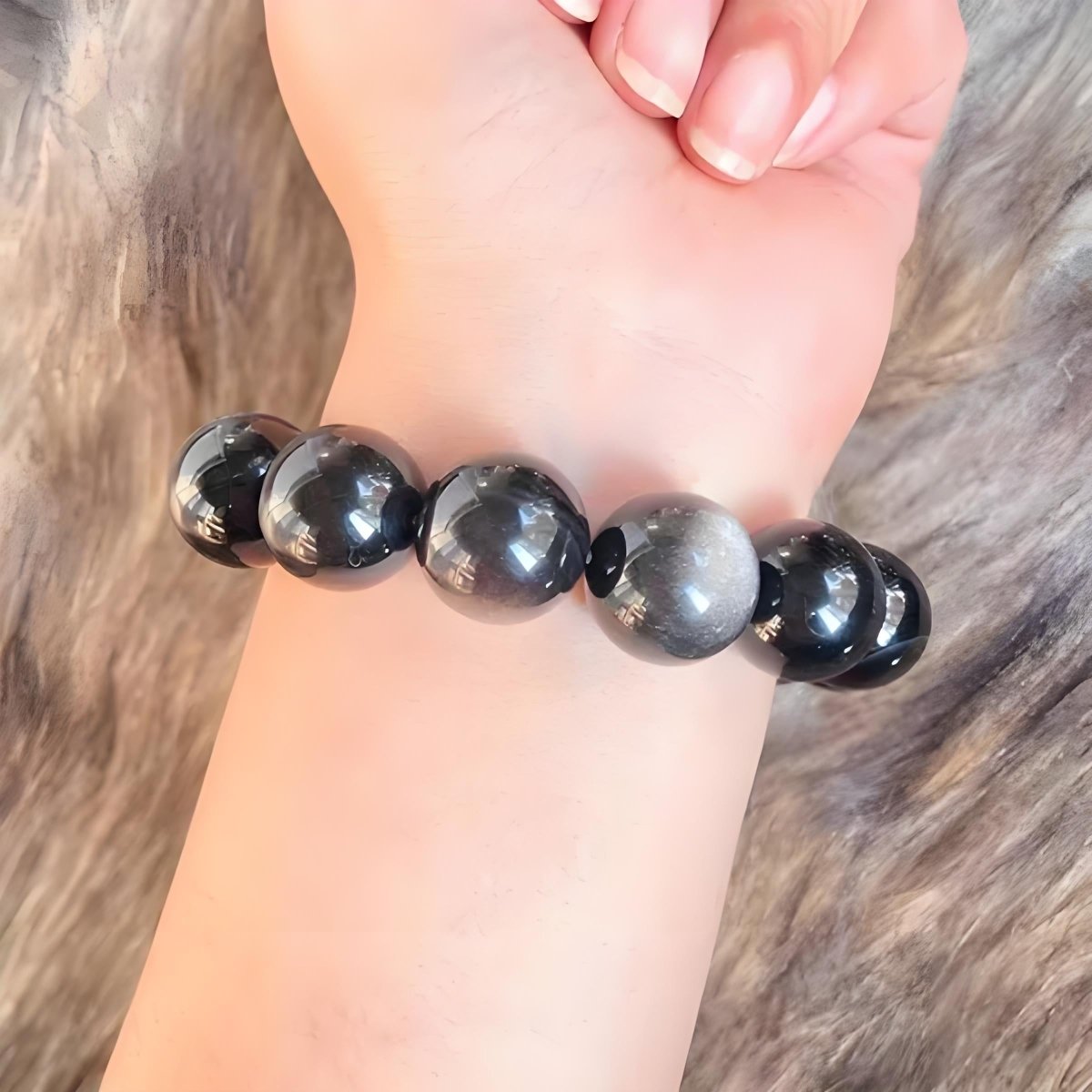 Midnight Shield Obsidian crystal energy bracelet - EclipticJewB2G1FBraceletsnew