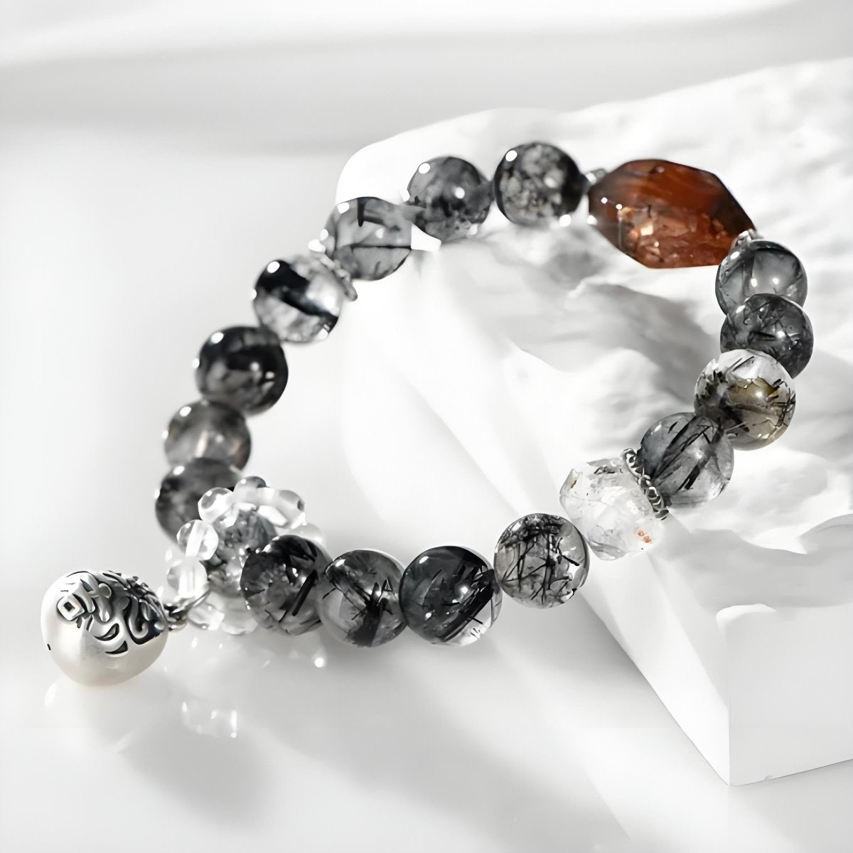 Midnight Sparkle Rutilated Quartz crystal energy bracelet - EclipticJewBlack Rutilated quartzBraceletsnew