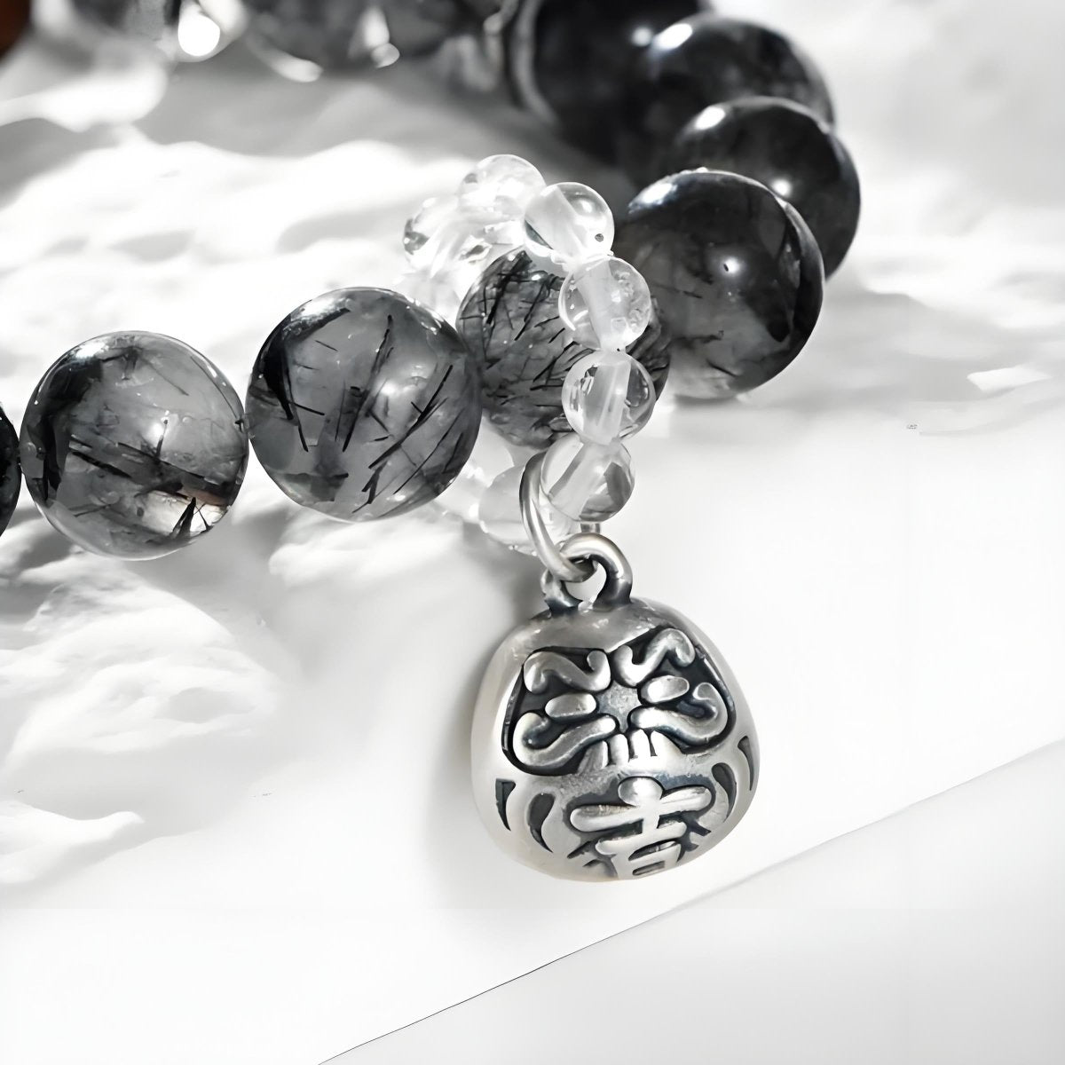 Midnight Sparkle Rutilated Quartz crystal energy bracelet - EclipticJewBlack Rutilated quartzBraceletsnew