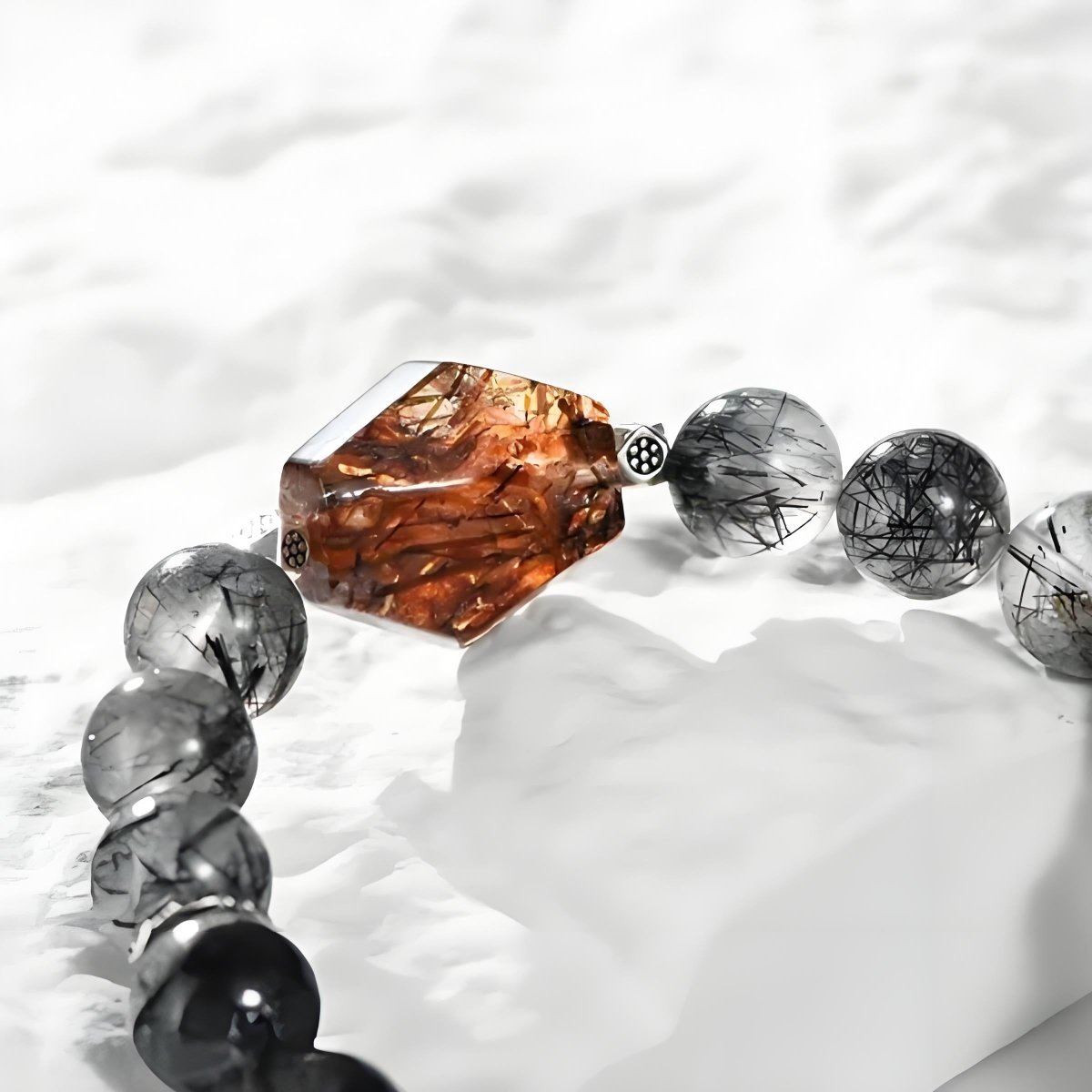 Midnight Sparkle Rutilated Quartz crystal energy bracelet - EclipticJewBlack Rutilated quartzBraceletsnew