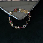 Moon & Heart Multi-Gem Bracelet | Colorful Crystal Charm Jewelry