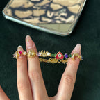 Moon & Heart Multi-Gem Bracelet | Colorful Crystal Charm Jewelry