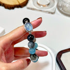 Moon Tide Aquamarine Bracelet | Hawk Eye, Clear Quartz & Grey Moonstone (12mm)