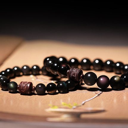 Mystic Eclipse Obsidian & Red Sandalwood Bracelet