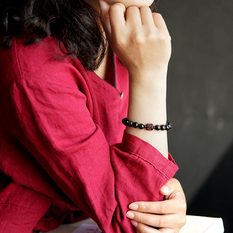 Mystic Eclipse Obsidian & Red Sandalwood Bracelet - EclipticJewB2G1FBraceletsnew