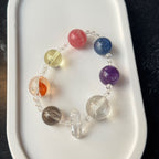 Natural 7 Chakra Alignment Bracelet | Raw Clear Quartz Point Energy Amulet | Consecrated Taoist Seven Star Aura Protection Crystal Jewelry