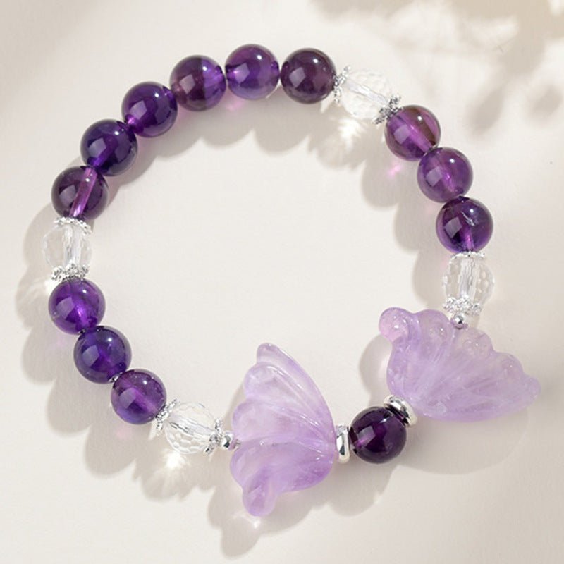 Natural Amethyst Bracelet Crystal Butterfly Healing Bracelet - EclipticJew