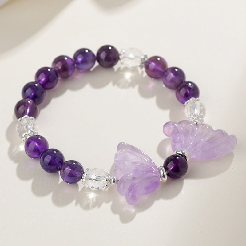 Natural Amethyst Bracelet Crystal Butterfly Healing Bracelet - EclipticJew