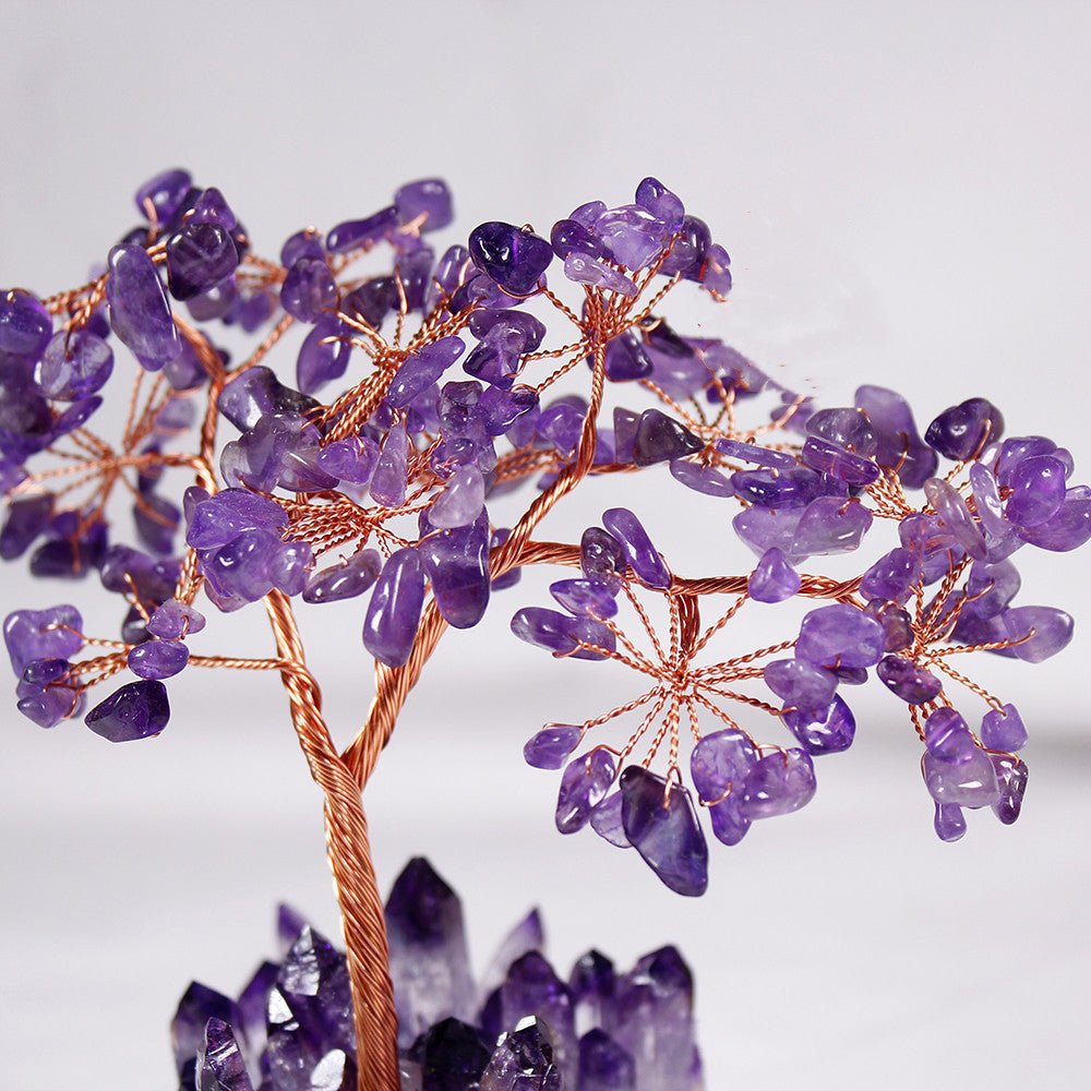 Natural Amethyst Flower Tree Amethyst Cluster Base Desktop Office Decoration - EclipticJew