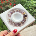 Natural Amethyst Phantom Quartz Bracelet | Deep Red Garnet Focal Stone Amulet | Taoist Consecrated Crown Chakra Intuition & Vital Qi Crystal Jewelry