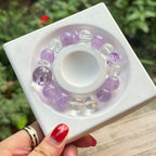 Natural Amethyst Statement Bracelet | Geometric Hexagonal Crystal Prism Amulet | Taoist Consecrated Crown Chakra Peace & Mental Clarity Jewelry