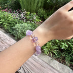 Natural Amethyst Statement Bracelet | Geometric Hexagonal Crystal Prism Amulet | Taoist Consecrated Crown Chakra Peace & Mental Clarity Jewelry