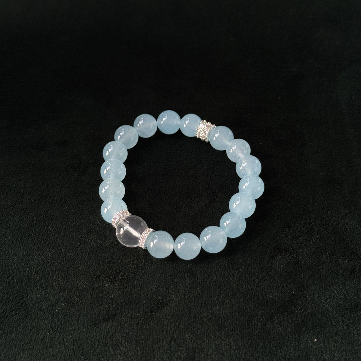 Natural Aquamarine & Blue Chalcedony Bracelet, Spiritual Calm Jewelry