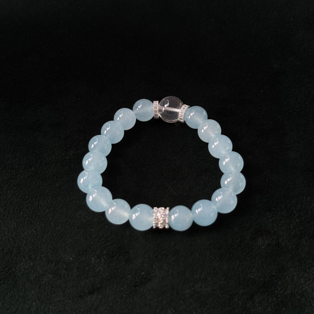 Natural Aquamarine & Blue Chalcedony Bracelet, Spiritual Calm Jewelry