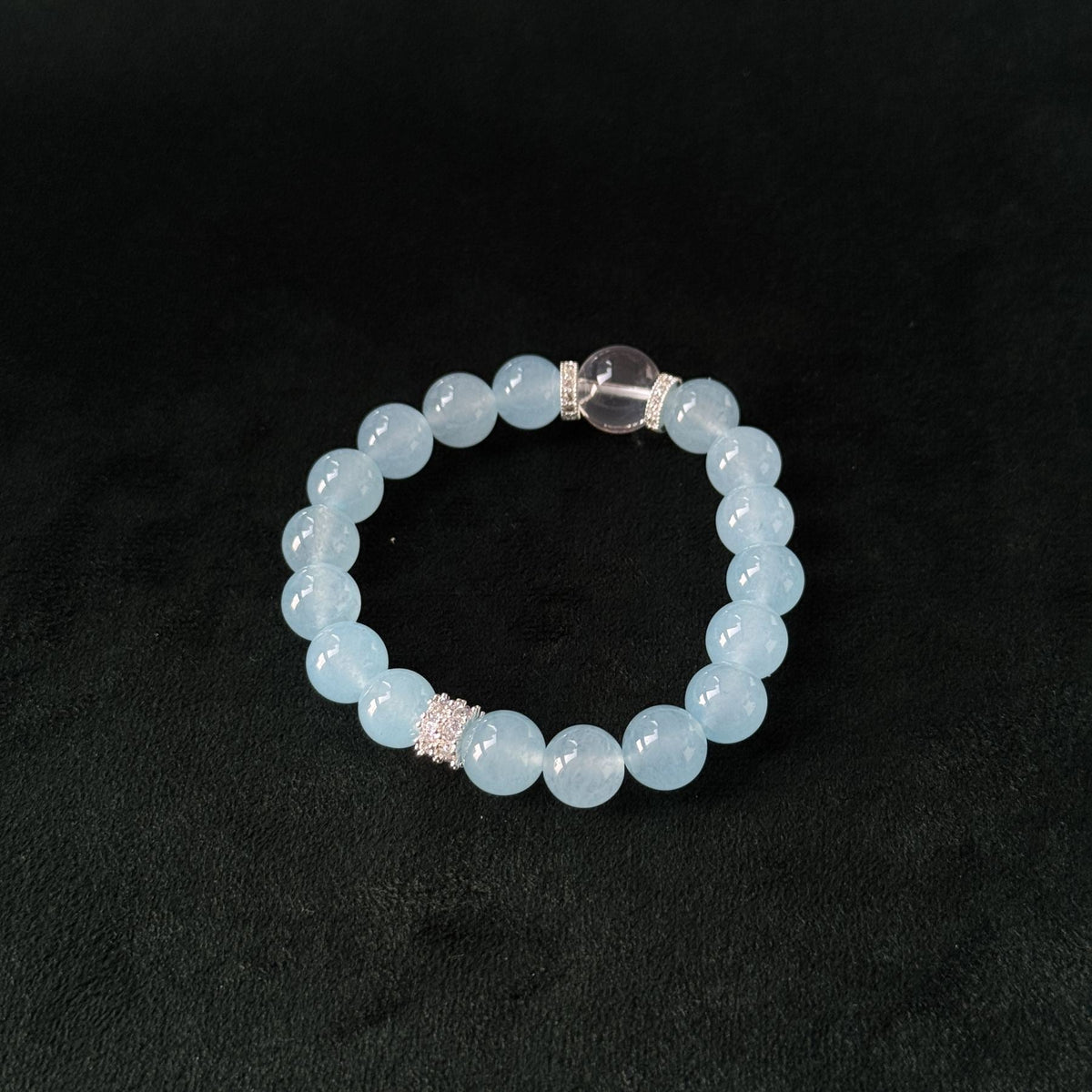 Natural Aquamarine & Blue Chalcedony Bracelet, Spiritual Calm Jewelry
