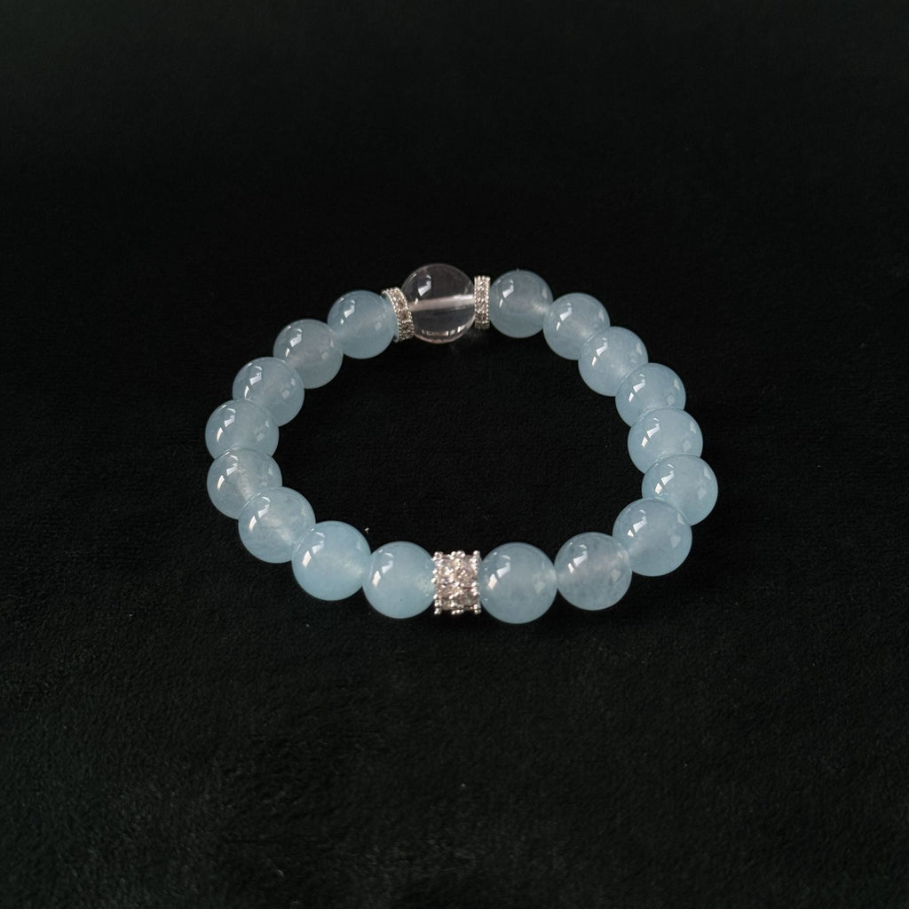 Natural Aquamarine & Blue Chalcedony Bracelet, Spiritual Calm Jewelry