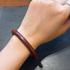 Natural Black Ebony Wood Bangle, Genuine Wooden Protection Bracelet, Slim Round Wood Cuff, Spiritual Grounding Jewelry, 56mm