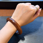 Natural Black Ebony Wood Bangle, Genuine Wooden Protection Bracelet, Slim Round Wood Cuff, Spiritual Grounding Jewelry, 56mm