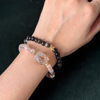 Natural Black Gold Super Seven Crystal Double Bracelet | grounding strength Taoist Blessed Bracelet