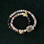 Natural Black Gold Super Seven Crystal Double Bracelet | grounding strength Taoist Blessed Bracelet