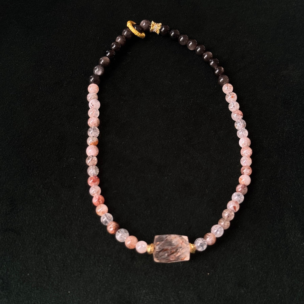 Natural Black Gold Super Seven Crystal Double Bracelet | grounding strength Taoist Blessed Bracelet