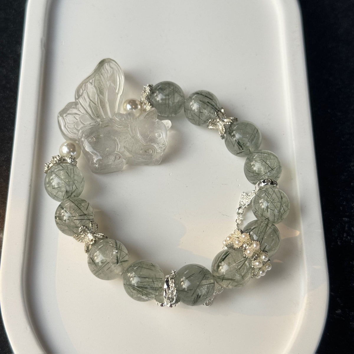 Natural Black Rutilated Quartz Bracelet | Clear Crystal Tourmaline Needle Amulet | Taoist Consecrated Protection & Career Breakthrough Jewelry