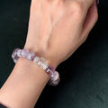 Natural Brazilian Amethyst and Purple Rutilated Quartz Bracelet | emotional clarity