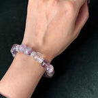Natural Brazilian Amethyst and Purple Rutilated Quartz Bracelet | emotional clarity