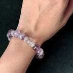 Natural Brazilian Amethyst and Purple Rutilated Quartz Bracelet | emotional clarity