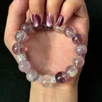 Natural Brazilian Amethyst and Purple Rutilated Quartz Bracelet | emotional clarity