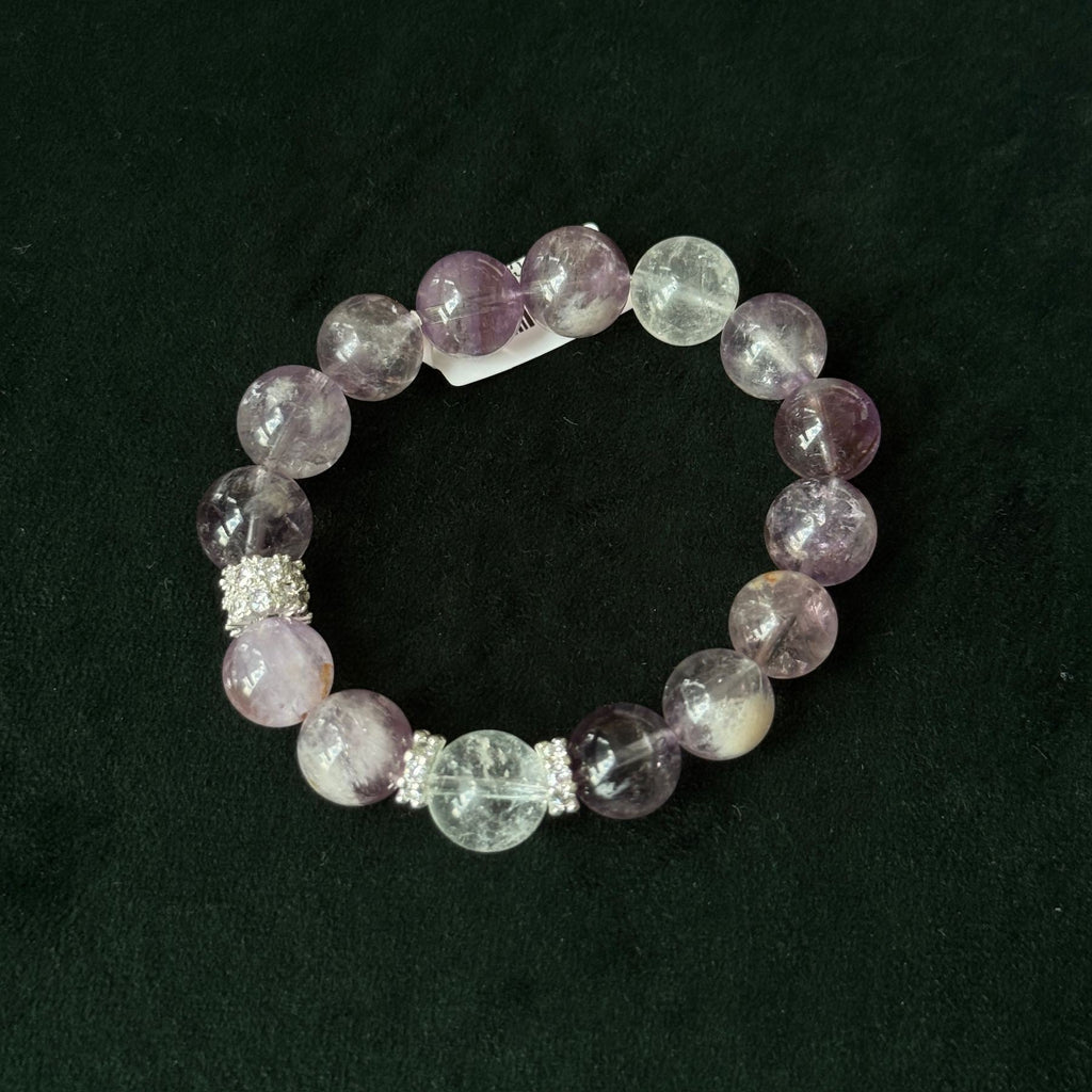 Natural Brazilian Amethyst and Purple Rutilated Quartz Bracelet | emotional clarity