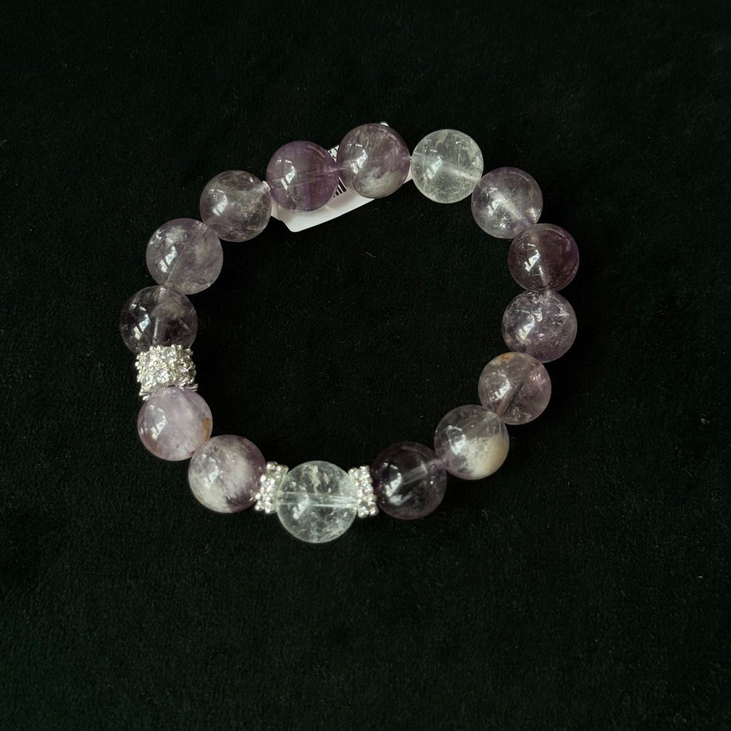 Natural Brazilian Amethyst and Purple Rutilated Quartz Bracelet | emotional clarity