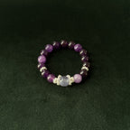 Natural Brazilian Amethyst and Purple Rutilated Quartz Bracelet | emotional clarity