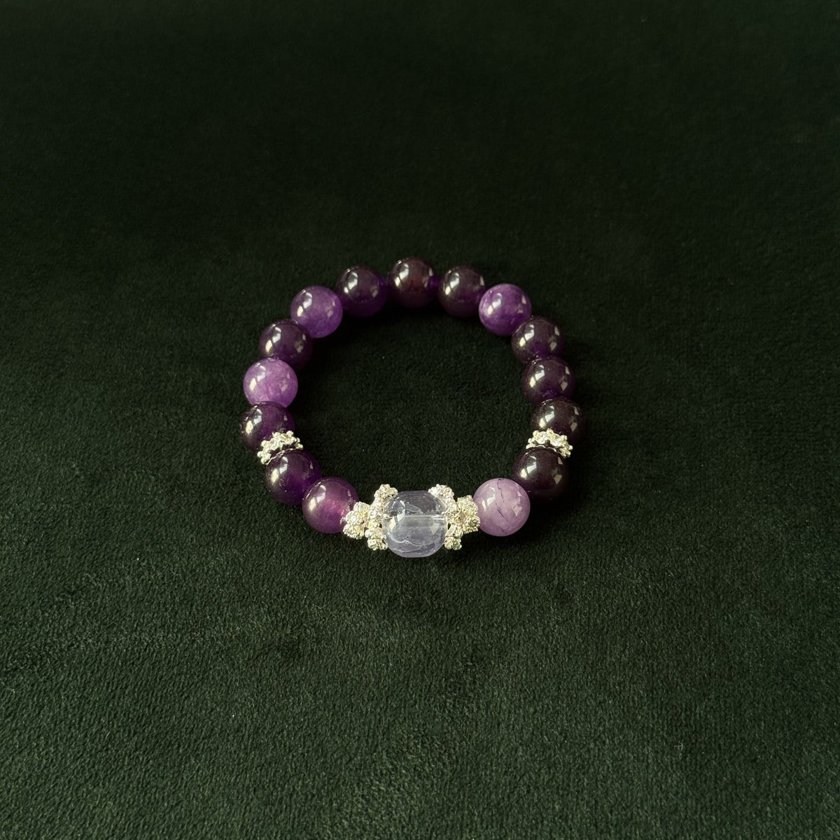 Natural Brazilian Amethyst and Purple Rutilated Quartz Bracelet | emotional clarity