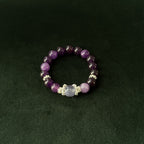 Natural Brazilian Amethyst and Purple Rutilated Quartz Bracelet | emotional clarity