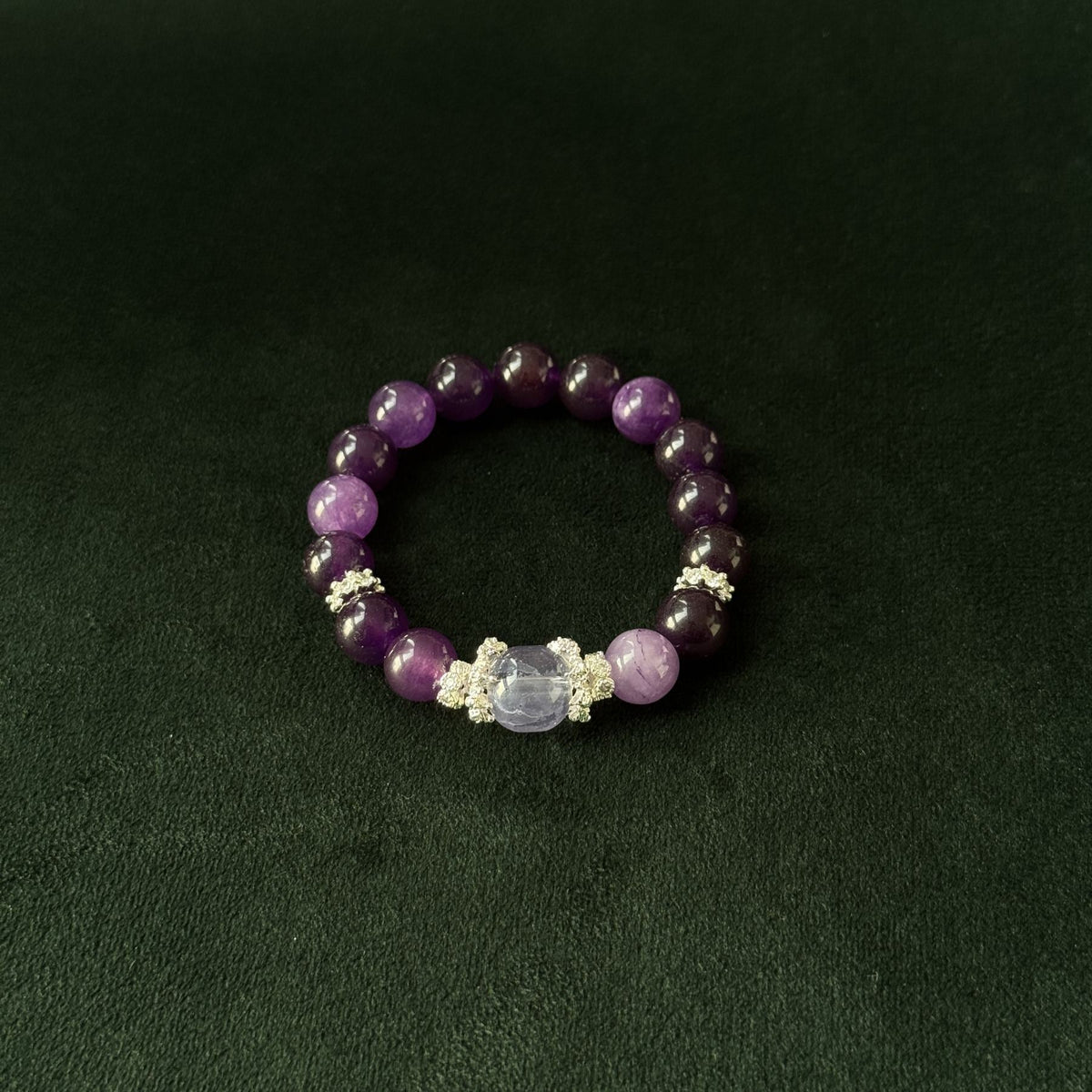 Natural Brazilian Amethyst and Purple Rutilated Quartz Bracelet | emotional clarity