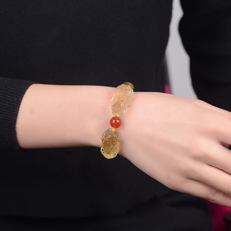 Natural Citrine Double Pixiu Bracelet - EclipticJew