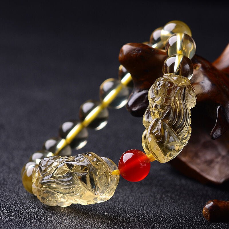 Natural Citrine Double Pixiu Bracelet - EclipticJew