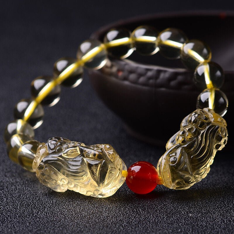 Natural Citrine Double Pixiu Bracelet - EclipticJew